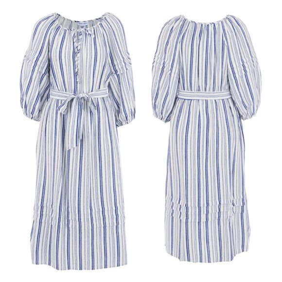 Kate & Lily Dresses & Skirts - Kate & Lily Womens Blue & White Striped Puff Sleeve Maxi Dress - Size 3X